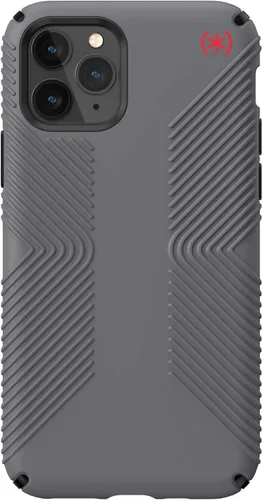 Vista 2 de Speck Productos Presidio2 Grip - Funda compatible con iPhone 11 Pro, gris grafito/gris catedral/negro/rojo sangre