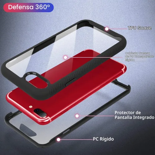 Vista 3 de IDweel Funda para iPhone 8 Plus/7 Plus, carcasa resistente a prueba de golpes con protector de pantalla integrado, funda híbrida resistente a
