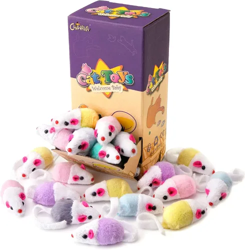 Vista 3 de CHIWAVA Ratones interactivos de juguete para gatos de 36 piezas de 1.8 pulgadas con sonajero de hierba gatera