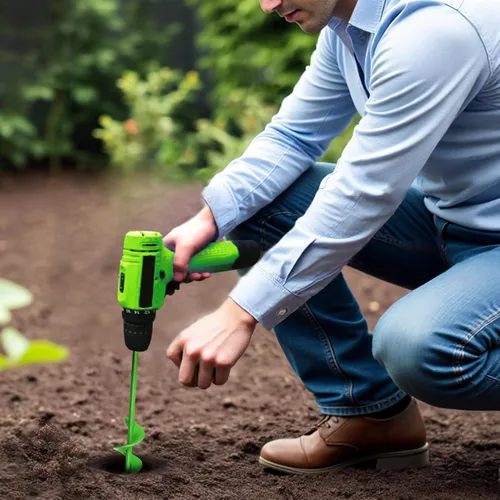 Vista 6 de Broca de taladro para plantar, broca en espiral de longitud extendida de 1.6 x 16.5 pulgadas, para bombillas, flores y plantas de cama, se adapta a