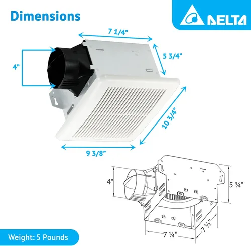 Vista 3 de Delta BreezIntegrity ITG50 50 CFM - Ventilador de ducha, ITG80H