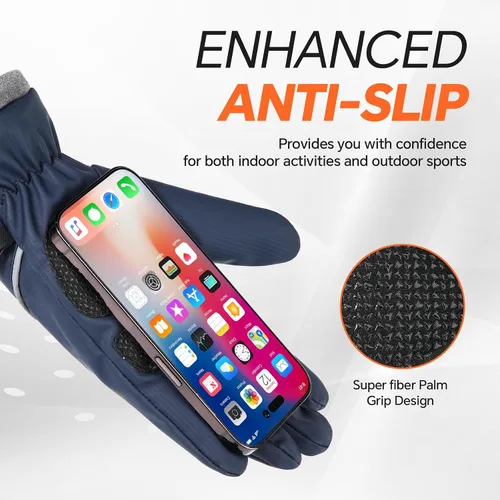 Vista 4 de Guantes de invierno impermeables y resistentes al viento para hombres y mujeres, térmicos cálidos para clima frío, agarre de nieve para pantalla