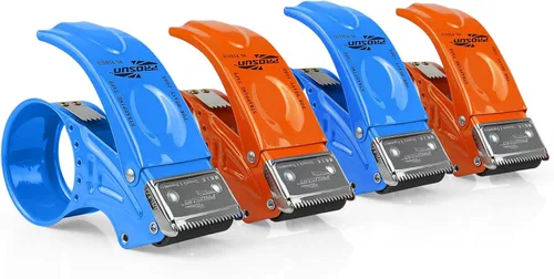 Vista 9 de BOMEI PACK Dispensador de cinta de embalaje de metal, dispensador de cinta pesada de mano resistente de 2 pulgadas, 2 unidades, azul