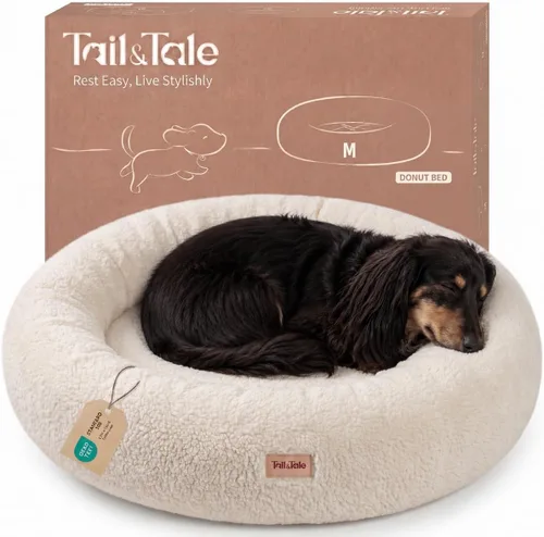 Vista 11 de Cama refrescante calmante para perros y gatos pequeños – Cama ortopédica redonda de espuma viscoelástica para perros, alivio de la ansiedad y apoyo