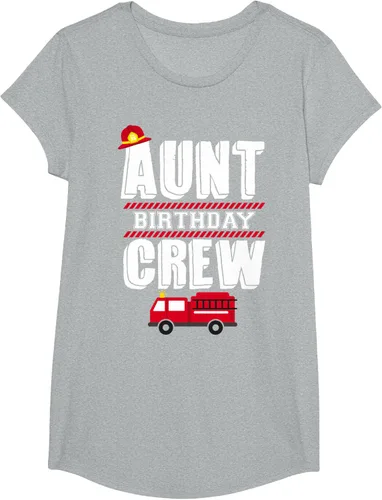 Vista 86 de Aunt Birthday Crew Fire Truck Fireman - Camiseta para fiesta de acogida, Negro, S