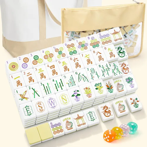 Vista 7 de Soulchen 1.2 '' Houseplant American Mahjong Set, 168 azulejos con bolsa de Verde