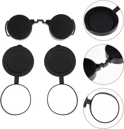 Vista 2 de 3 piezas de goma objetivo cubierta ocular Flip- Cubierta de alcance abierto para binoculares telescopio accesorios (negro)