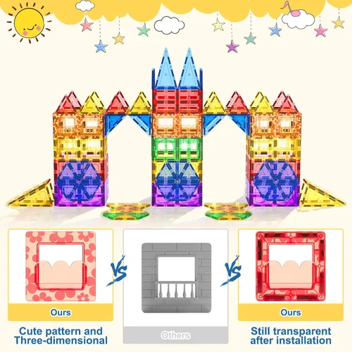 Vista 3 de Coodoo 60 PIEZAS Bloques Magnéticos de Construcción para Niños Juguetes STEM Bloques Magnéticos Juguetes Sensoriales Juegos para Niños Imán Juego