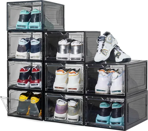 Vista 7 de ZLLZUU Organizador de Zapatos Cajas de Almacenamiento de Zapatos, Paquete de 6 Cajas de Zapatos Grandes con Puerta Frontal Abatible con Puerta