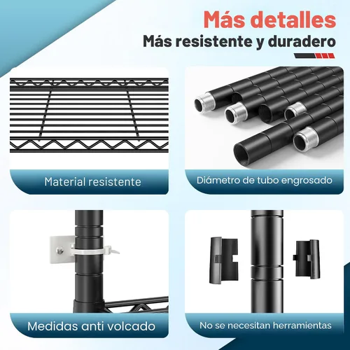 Vista 8 de Romorgniz Estantes de almacenamiento de 82 pulgadas de alto x 45 pulgadas de ancho x 18 pulgadas de profundidad con ruedas, estantes de alambre de 6