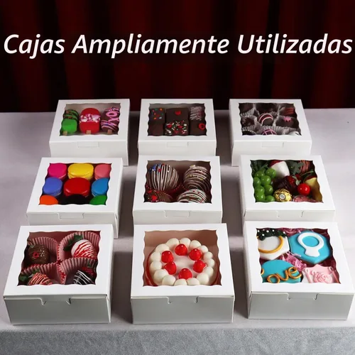 Vista 9 de RomanticBaking 20 piezas cajas de panadería elegantes de 6 x 6 x 2.5 pulgadas con ventana, ideales para galletas, fresas cubiertas de chocolate