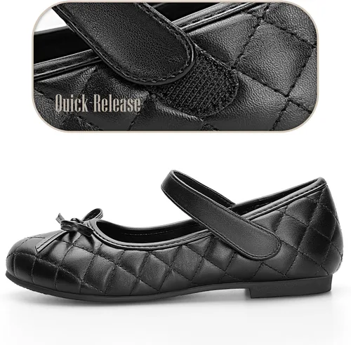 Vista 2 de Zapatos planos para niñas elegantes zapatos de vestir Mary Jane de cuero sintético para niños grandes y pequeños, perfectos para fiestas, bodas