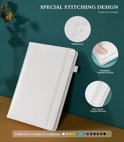 Vista 3 de Ansopu - Cuaderno de diario forrado para escritura, papel grueso de 100 gsm A5, diario de cuero de tapa dura para mujer y hombre, diario de viaje