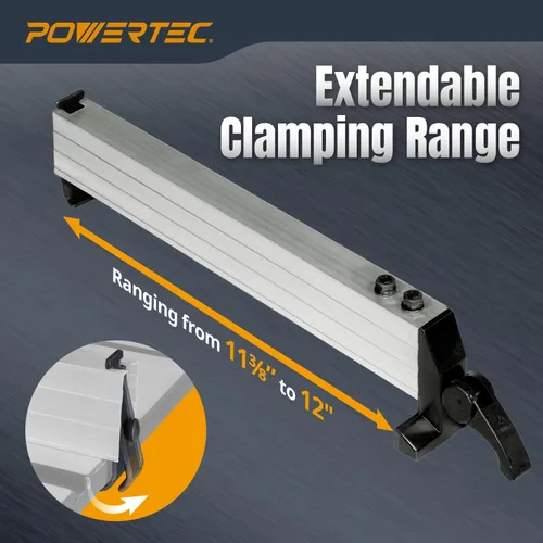 Vista 11 de POWERTEC BS900RF Rip Fence para sierra de cinta para madera POWERTEC BS900 con abrazadera ajustable. Para tamaño de mesa de trabajo 11-1 / 8 "a
