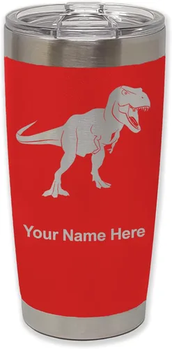 Vista 27 de LaserGram Vaso aislado al vacío de 20 onzas, dinosaurio Tiranosaurio Rex, grabado personalizado incluido (negro)