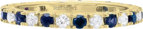 Vista 8 de Dazzlingrock Collection 2.3mm Each Alternate Round Blue Sapphire & White Diamond Eternity Wedding Anniversary Ring Band for Her in Gold