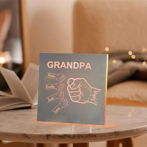 Vista 5 de Espejo personalizado con nombre del puño, letrero del día del padre, espejo acrílico personalizado de 1 a 10 nombres, espejo de pared para abuelo