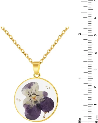 Vista 44 de Forget-Me-Not and Queen Anne's Lace Pressed Wildflower Necklace Birth Month Real Flower Necklace Gold/Silver Pressed Flower Jewelry