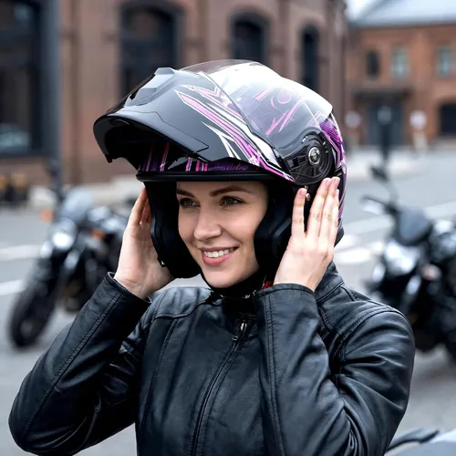Vista 2 de 1Storm Casco modular de motocicleta para calle con doble visera abatible, protección solar de cara completa HJK920