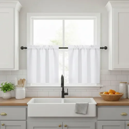 Vista 15 de NICETOWN Cortinas Opacas Cortas - Tratamiento de Ventana con Aislamiento Térmico, Niveles de Cortina Pequeños para Sala de Estar/Cocina, 2 Paneles