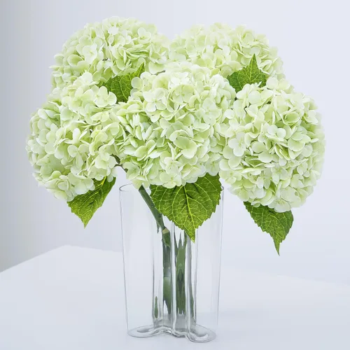 Vista 24 de Flores artificiales de hortensias de tacto real, 2 flores azules y 2 blancas de tacto real, flores de hortensias sintéticas de 21 pulgadas, flores