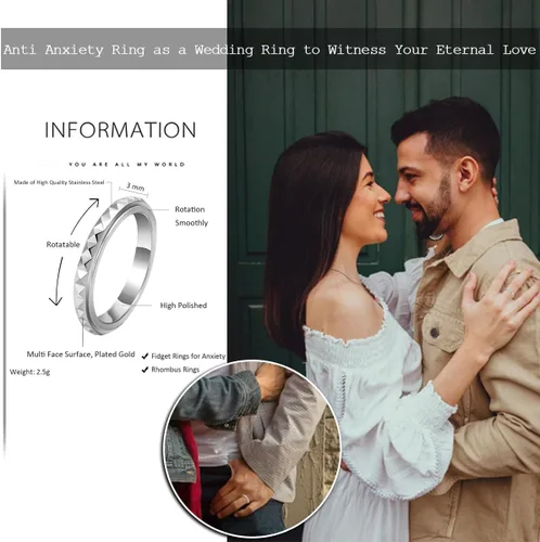 Vista 7 de Nanafast Anillos de ansiedad de acero de titanio de 0.118 pulgadas para mujeres y hombres, anillos multifacéticos para ansiedad, anillos giratorios