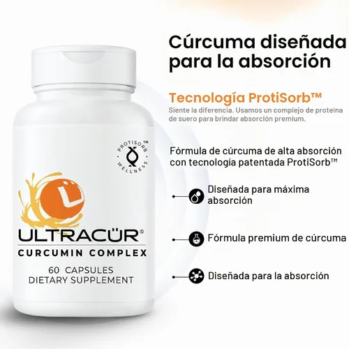 Vista 2 de UltraCur - Curcumina Cúrcuma - Curcumina de acción rápida altamente biodisponible - 60 cápsulas vegetarianas