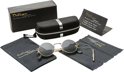 Vista 5 de Dollger Gafas de sol redondas Steampunk con marco de metal