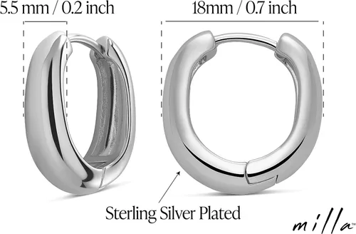 Vista 3 de MILLA Aretes tipo huggie de oro de 14 quilates o plata de ley para mujer, paquete múltiple e individuales, aretes para mujer, aretes de moda Y2K