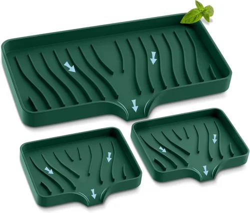 Vista 10 de Bandeja para fregadero de cocina, bandeja de jabón de cocina autodrenante, soporte de esponja de silicona para fregadero de cocina, baño