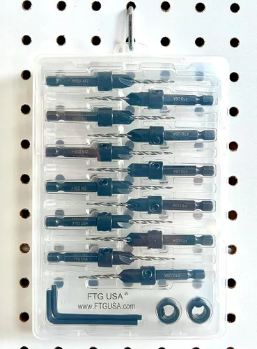 Vista 9 de FTG USA Juego de 12 brocas avellanadoras #4 (7/64") para madera con broca cónica