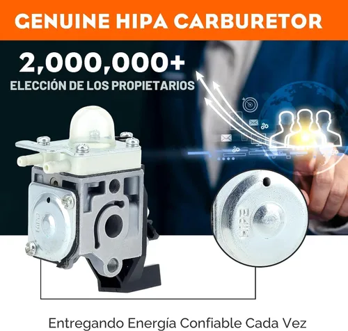 Vista 5 de HIPA Carburador con batería para RePower Kit de mantenimiento para Echo GT225 gt225i gt225l pas225 pe225 ppf225 shc225 srm225 srm225u recortador