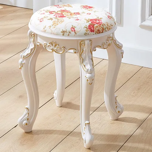 Vista 11 de Taburete de tocador, taburete de maquillaje, banco acolchado, asiento de piano en dormitorio, baño, pata de acero de plástico ABS, 16.9 in