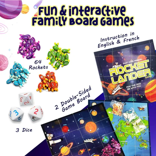 Vista 4 de Griddly Kids RocketLander - Juegos familiares de estrategia para pensamiento crítico y habilidades de resolución de problemas, juego de mesa