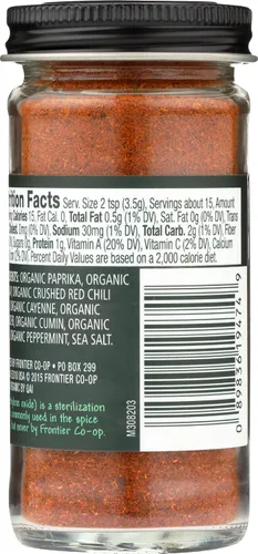 Vista 2 de FRONTIER Co-op Orgánico Sazonador Harissa, 1.9 onzas Botella, Calor N. Africano con Chiles, Cayena, Paprika y Coriander