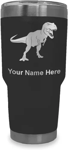 Vista 29 de LaserGram Vaso aislado al vacío de 20 onzas, dinosaurio Tiranosaurio Rex, grabado personalizado incluido (negro)