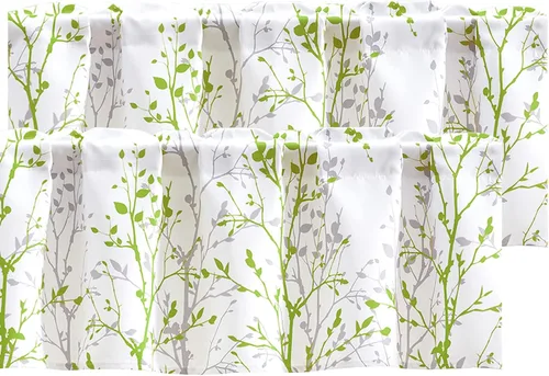 Vista 9 de Luvyohmee Cortina de cenefa estampada con ramas de árbol, cenefa de cocina de 18 pulgadas de largo, color negro, cenefas de ventana grises