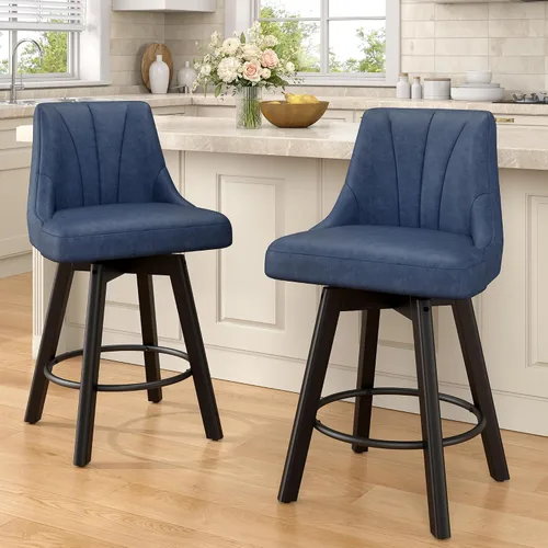 Vista 28 de REONEY Counter Height Swivel Bar Stools, 24" Modern Upholstered Barstools