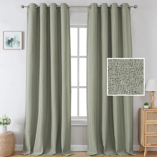 Vista 19 de H.VERSAILTEX Cortinas opacas de lino de 45 pulgadas de largo para dormitorio/sala de estar con aislamiento térmico con ojales, cortinas de lino