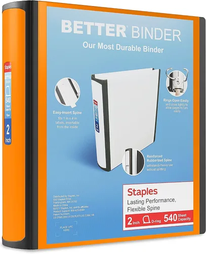 Vista 37 de Carpeta con anillos en forma de "D" de 1 pulgada para mejor visualización Staples, Negro