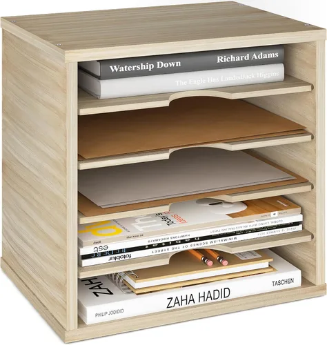 Vista 11 de Ballucci Organizador de archivos, clasificador de papel, estantes ajustables de 5 niveles, organizador de escritorio de oficina, 13 5/8 x 9 1/4 x 12