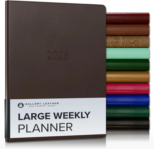 Vista 15 de Gallery Leather Planificador Semanal y Mensual Grande 2025-2026, Calendario Planificador y Cuaderno Elegantemente Encuadernado con Elegantes Bordes