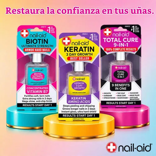 Vista 6 de Nail-Aid Biotin Ultimate Strength - Tratamiento y fortalecedor de uñas, transparente, 0.55 onzas líquidas (08873)