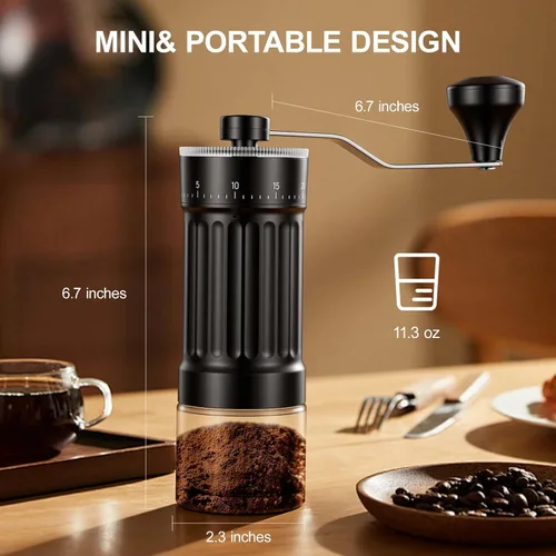 Vista 2 de Mini molinillo de café manual con rebabas cónicas de cerámica