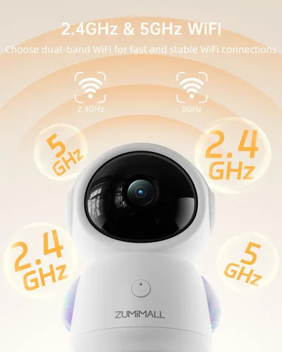 Vista 6 de ZUMIMALL Cámaras 5MP 5G para seguridad en el hogar al aire libre, monitor de bebé WiFi 5G/2.4G con cámara y audio, cámara de seguridad de grabación