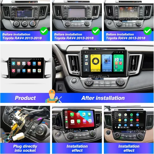 Vista 6 de Para RAV4 Actualización Android Radio Pantalla Táctil Compatible con Carplay Android Auto, Coche Estéreo Bluetooth Navegación Media Player GPS WiFi