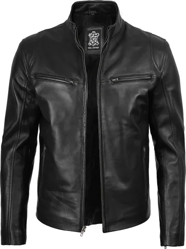 Vista 2 de Blingsoul Real Lambskin Leather Jacket Men - Chaquetas de cuero para Hombres