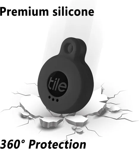 Vista 3 de Geiomoo Funda de silicona compatible con adhesivo para azulejos 2022, funda protectora con mosquetón (negro)