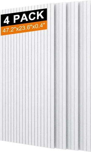 Vista 8 de 4 piezas de paneles acústicos, paneles decorativos insonorizados de 47''x23.6'', paneles grandes autoadhesivos que absorben el sonido para oficina