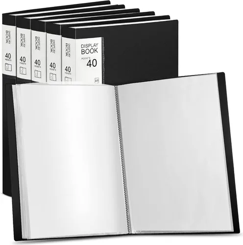 Vista 8 de Marspark - Carpeta de 4 piezas con fundas de plástico grande de 8.5" x 11", libro de presentación de 40 bolsillos con 80 páginas, carpeta